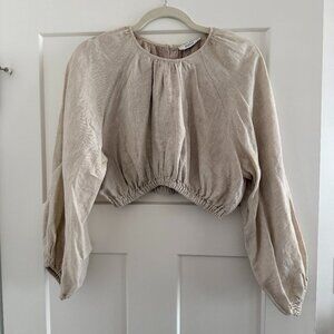 DISSH Amerie Natural Linen Raglan Top - Size 8